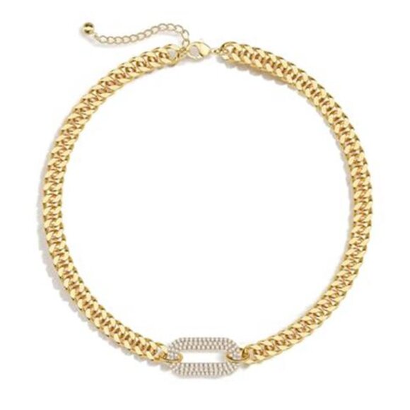 Gold Necklace for Women Trendy - Chunky Herringbone Paperclip Cuban Necklace - Picture 2 of 8